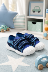 BEFADO Kids’ Shoes with Double Velcro Straps and Vehicle Print