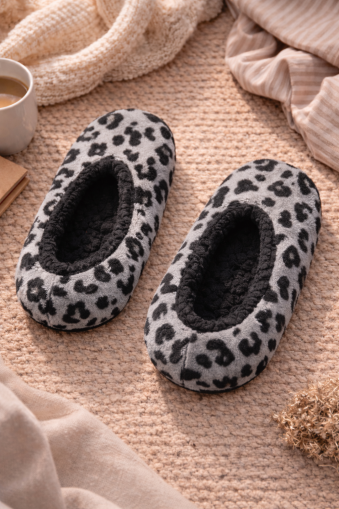 Plush Leopard Slippers