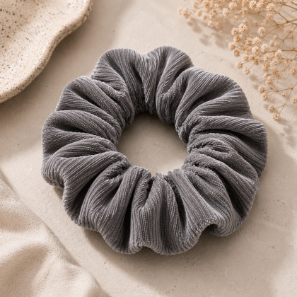 Grey Velvet Hair Scrunchie