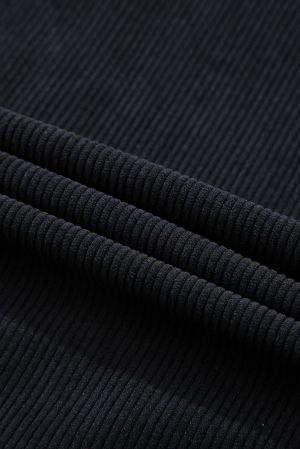 Women's Black Corduroy Hooded Shacket