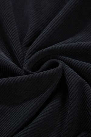 Women's Black Corduroy Hooded Shacket