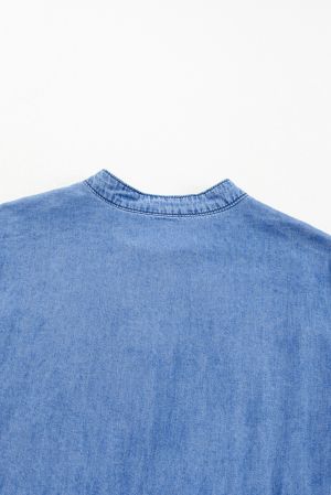 Дамска свободна дънкова рокля с 3/4 ръкав