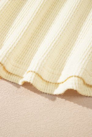 Women's Soft Light Beige Long Sleeve Blouse with Buttons