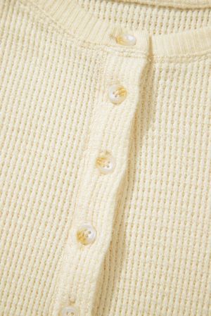 Women's Soft Light Beige Long Sleeve Blouse with Buttons