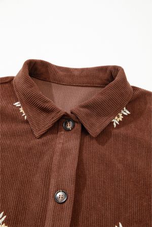 Дамско яке в кафяв цвят, рипсено кадифе