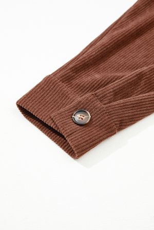 Дамско яке в кафяв цвят, рипсено кадифе