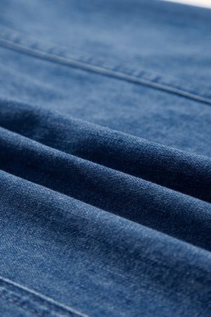 Дамска дънкова рокля с цип и джобове