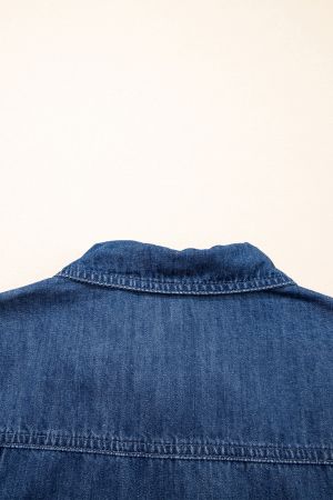 Дамска дънкова рокля с цип и джобове