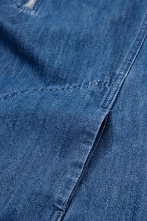 Дамска дънкова рокля с цип и джобове