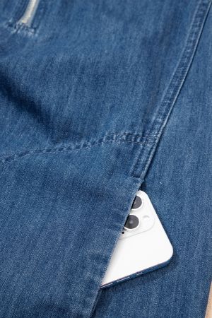 Дамска дънкова рокля с цип и джобове