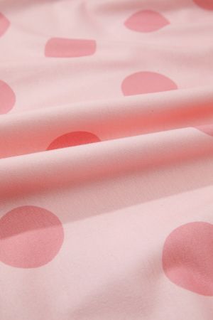 Women’s Pink Polka Dot Dress with Long Sleeves and Relaxed Fit