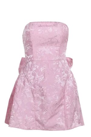 Women's Elegant Pink Strapless Mini Dress with Bow