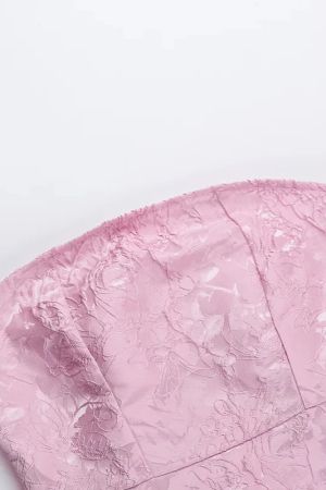 Women's Elegant Pink Strapless Mini Dress with Bow
