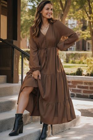Women’s Tiered Maxi Dress in Brown
