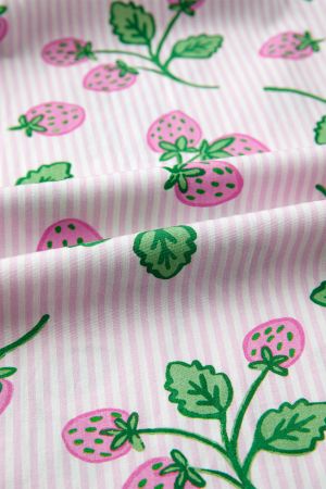 Women's Strawberry Print Blouse with Pink Accents