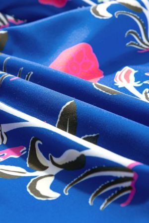 Women’s Blue Floral Print Maxi Dress with V-Neck