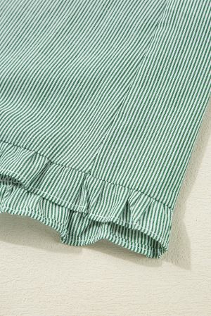 Women's Light Green Striped Cotton Shirt Dress
