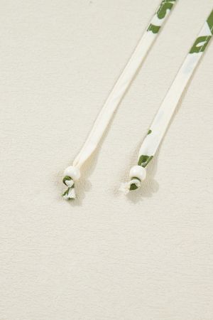Women’s Light Beige Shirt with Green Print and Tie Detail