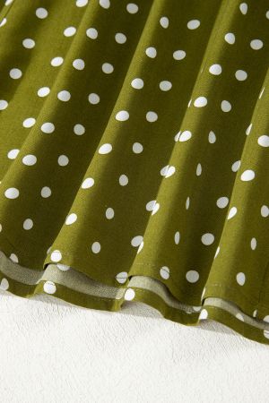 Women’s Olive Green Polka Dot Dress with Lace Detail