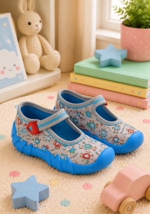 BEFADO Kids’ Shoes with Robot Print and Blue Sole