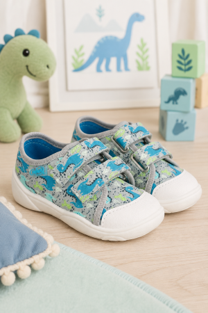 BEFADO Kids’ Shoes with Dinosaur Print and Double Velcro Straps