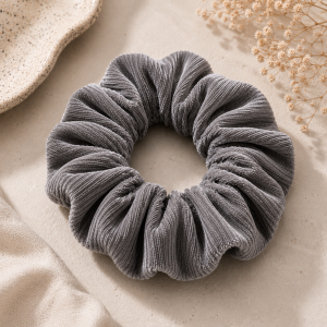 Grey Velvet Hair Scrunchie