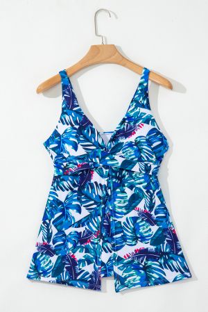 Women's Floral Print Padded V-Neck Tankini Top