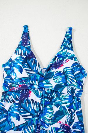 Women's Floral Print Padded V-Neck Tankini Top