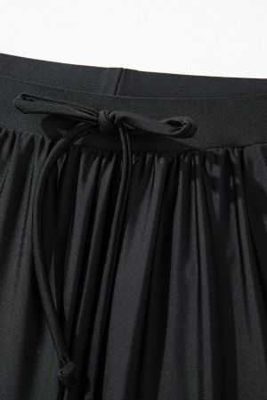 Women's Swim Shorts with Scalloped Hem and Adjustable Waist
