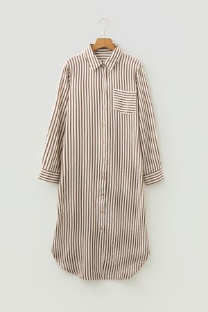 Women's Striped Shirt Dress with Collar and Pockets