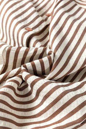 Women's Striped Shirt Dress with Collar and Pockets