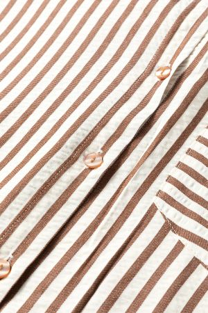 Women's Striped Shirt Dress with Collar and Pockets