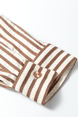 Women's Striped Shirt Dress with Collar and Pockets