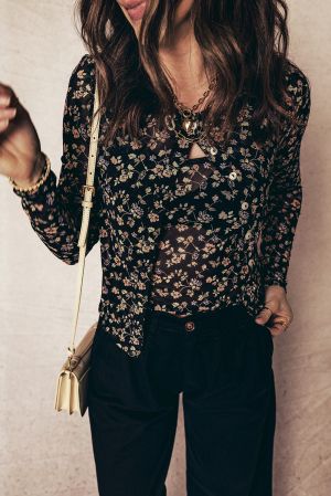 Women's 2-Piece Mesh Set – Floral Tank Top and Cardigan