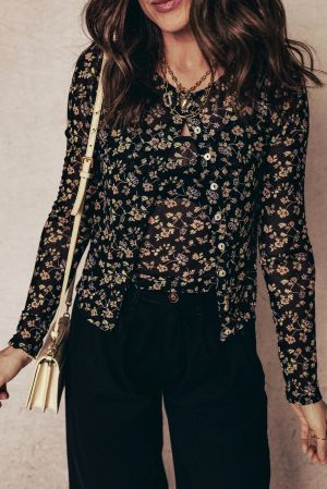 Women's 2-Piece Mesh Set – Floral Tank Top and Cardigan