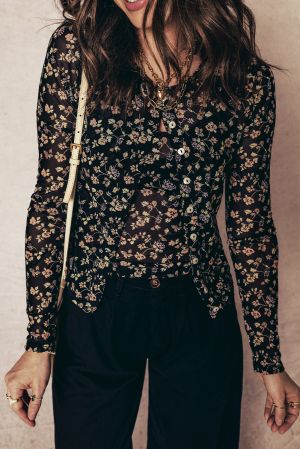 Women's 2-Piece Mesh Set – Floral Tank Top and Cardigan