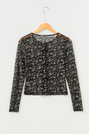 Women's 2-Piece Mesh Set – Floral Tank Top and Cardigan