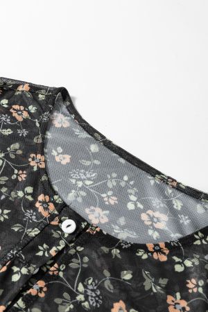 Women's 2-Piece Mesh Set – Floral Tank Top and Cardigan