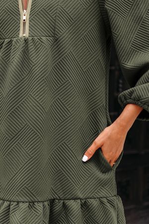Дамска рокля с цип, джобове и дълъг ръкав