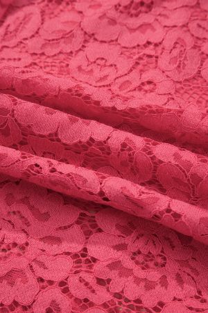 Women's Floral Lace Dress with Front Zipper, Ruched Waist and Pockets