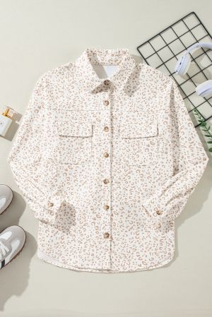 Women’s Leopard Print Shirt Jacket with Relaxed Fit