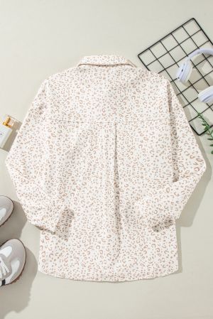 Women’s Leopard Print Shirt Jacket with Relaxed Fit