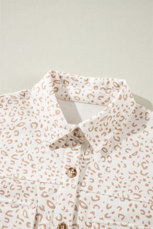 Women’s Leopard Print Shirt Jacket with Relaxed Fit