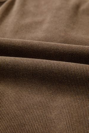 Women’s Brown Cotton Ribbed Tank Top with Button Detail