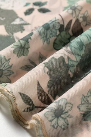 Women’s Mesh Long Sleeve Floral Print Top