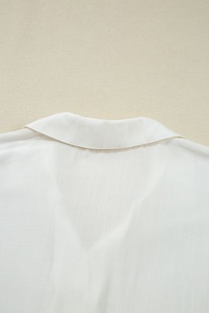 Women’s White Blouse with Collar, Buttons and Voluminous Sleeves