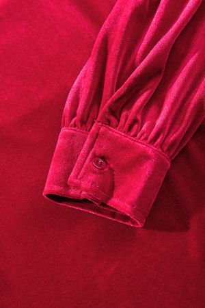 Women’s Velvet Shirt with Pocket and Long Sleeves