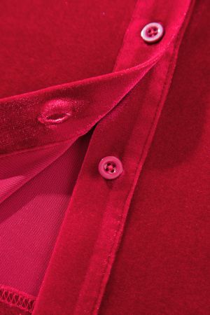 Women’s Velvet Shirt with Pocket and Long Sleeves