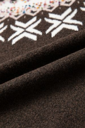 Women’s Knitted Sweater with Winter Pattern and High Neck