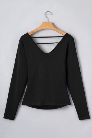 Women’s Elegant Blouse with Draped Neckline and Long Sleeves